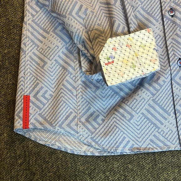 Men’s 7 Downie St. Blue Pattern Button Down Shirt sz. 4 (US M) - Picture 5 of 11